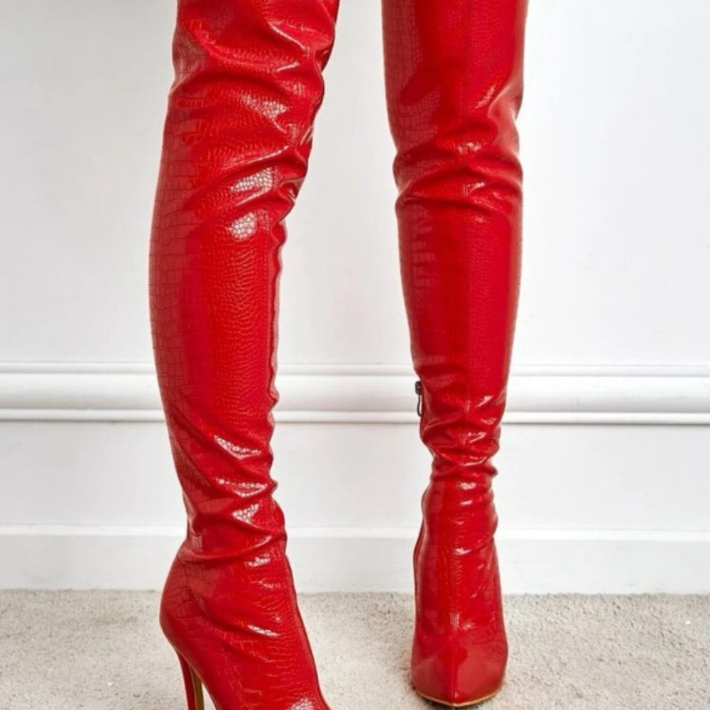 Red Thigh High Boots